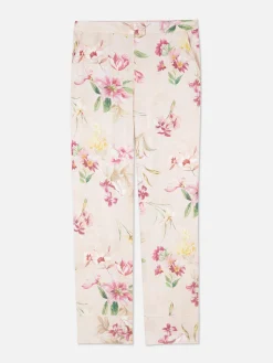 Bas De Pyjama Coupe Droite En Satin Floral