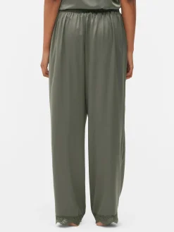 Bas De Pyjama En Satin à Finitions En Dentelle