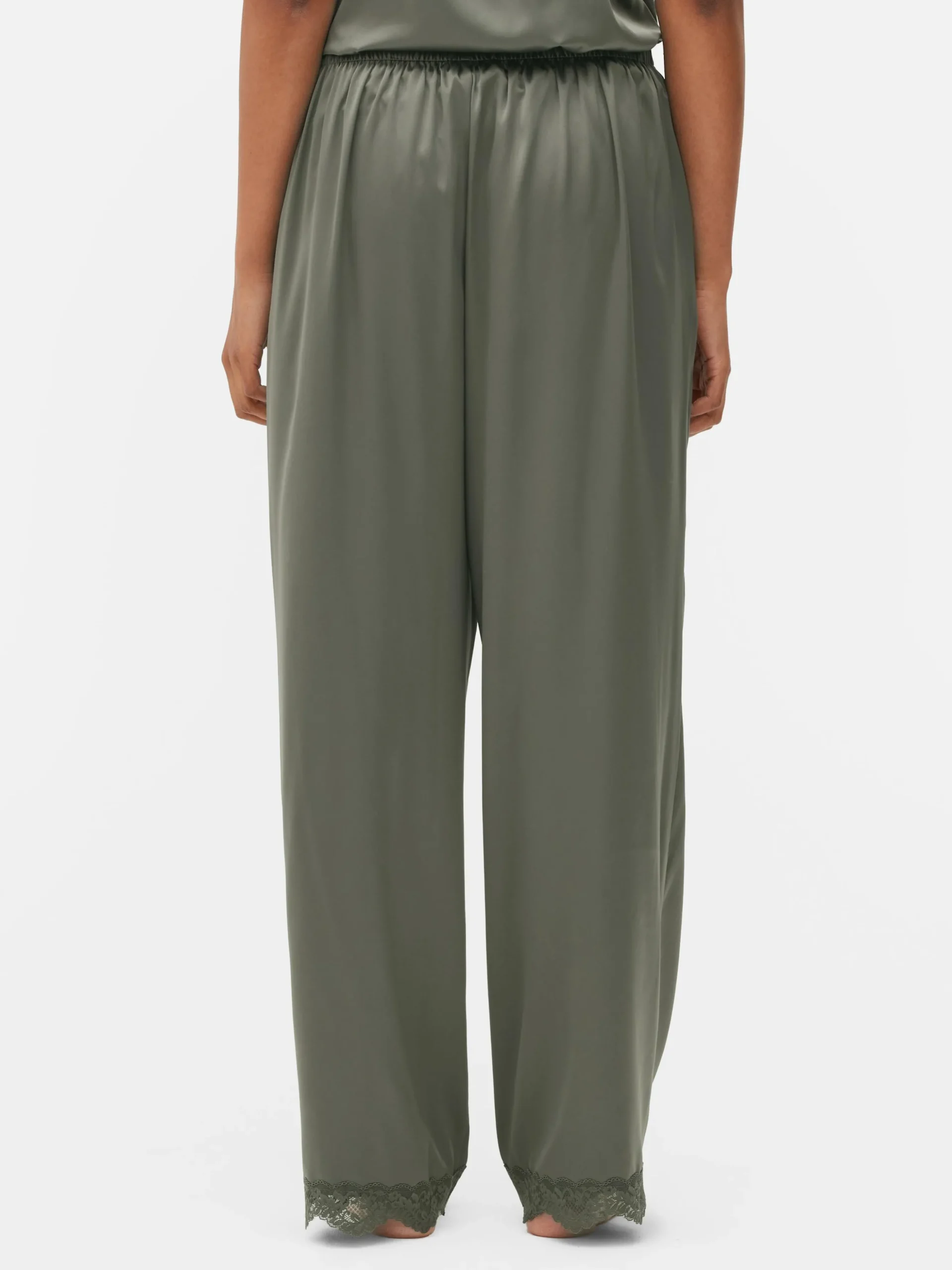 Bas De Pyjama En Satin à Finitions En Dentelle