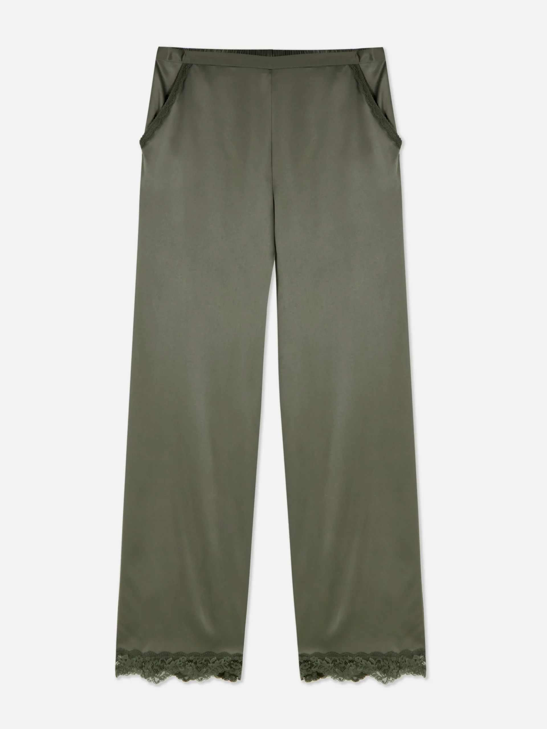 Bas De Pyjama En Satin à Finitions En Dentelle