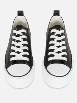 Baskets Basses Compensées En Simili Cuir