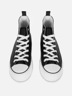 Baskets Montantes Compensées En Simili Cuir