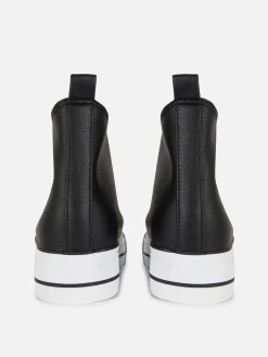 Baskets Montantes Compensées En Simili Cuir