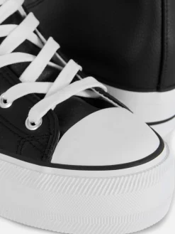 Baskets Montantes Compensées En Simili Cuir