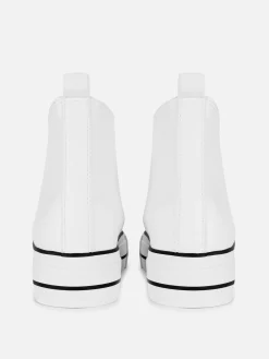 Baskets Montantes Compensées En Simili Cuir