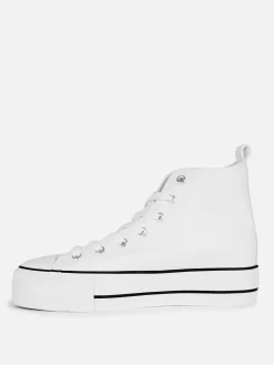 Baskets Montantes Compensées En Simili Cuir