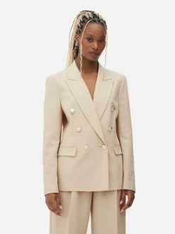 Blazer à Boutonnage Croisé Avec Bouton Métallisé