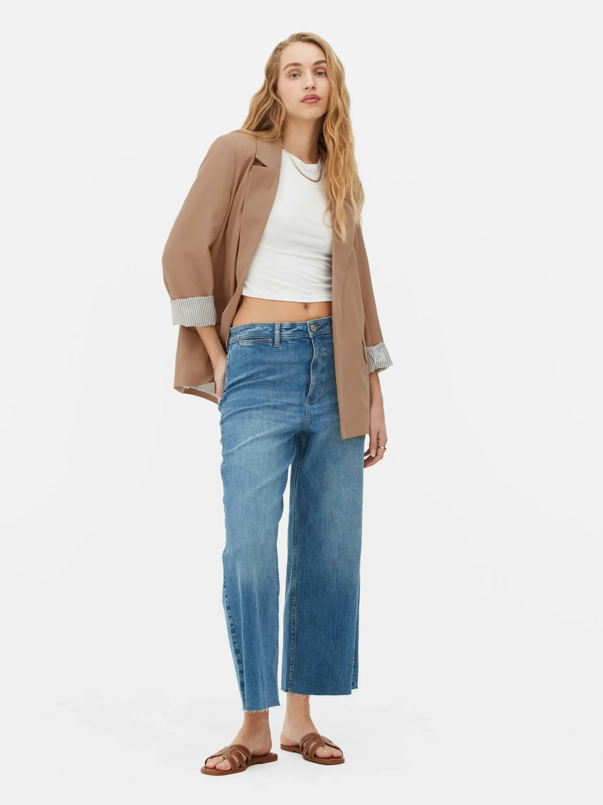 Blazer Ajusté à Effet Bord à Bord