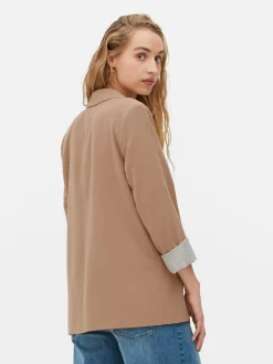 Blazer Ajusté à Effet Bord à Bord