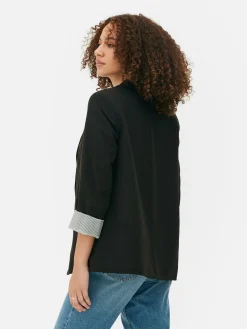 Blazer Ajusté à Effet Bord à Bord