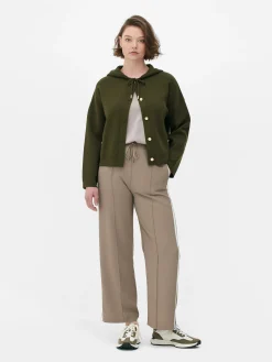 Blouson Bomber En Maille à Capuche