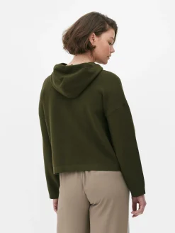 Blouson Bomber En Maille à Capuche