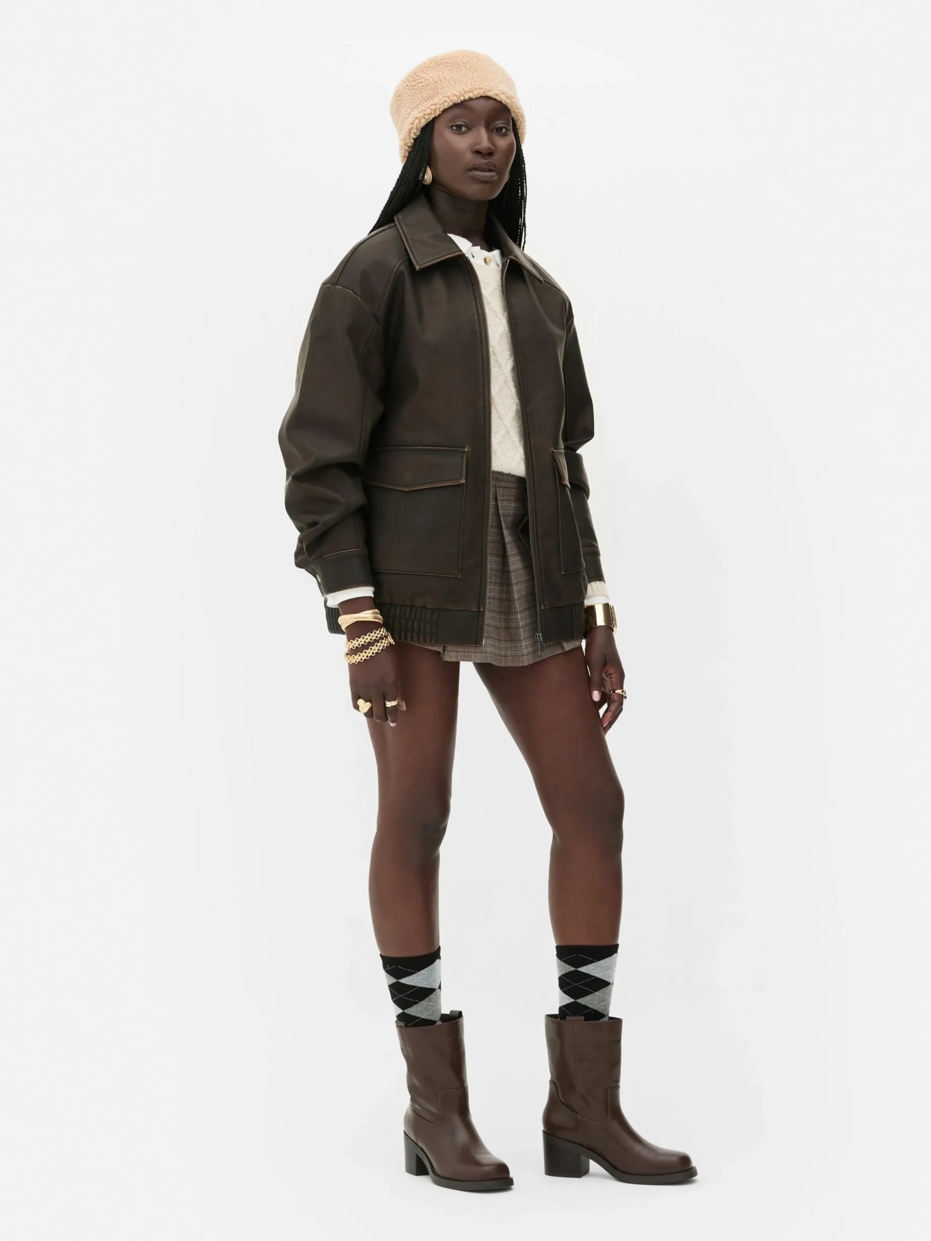 Blouson Bomber En Simili Cuir à Effet Vieilli Rita Ora