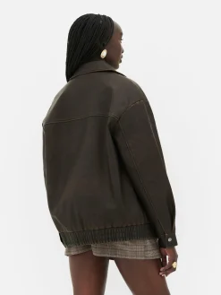 Blouson Bomber En Simili Cuir à Effet Vieilli Rita Ora