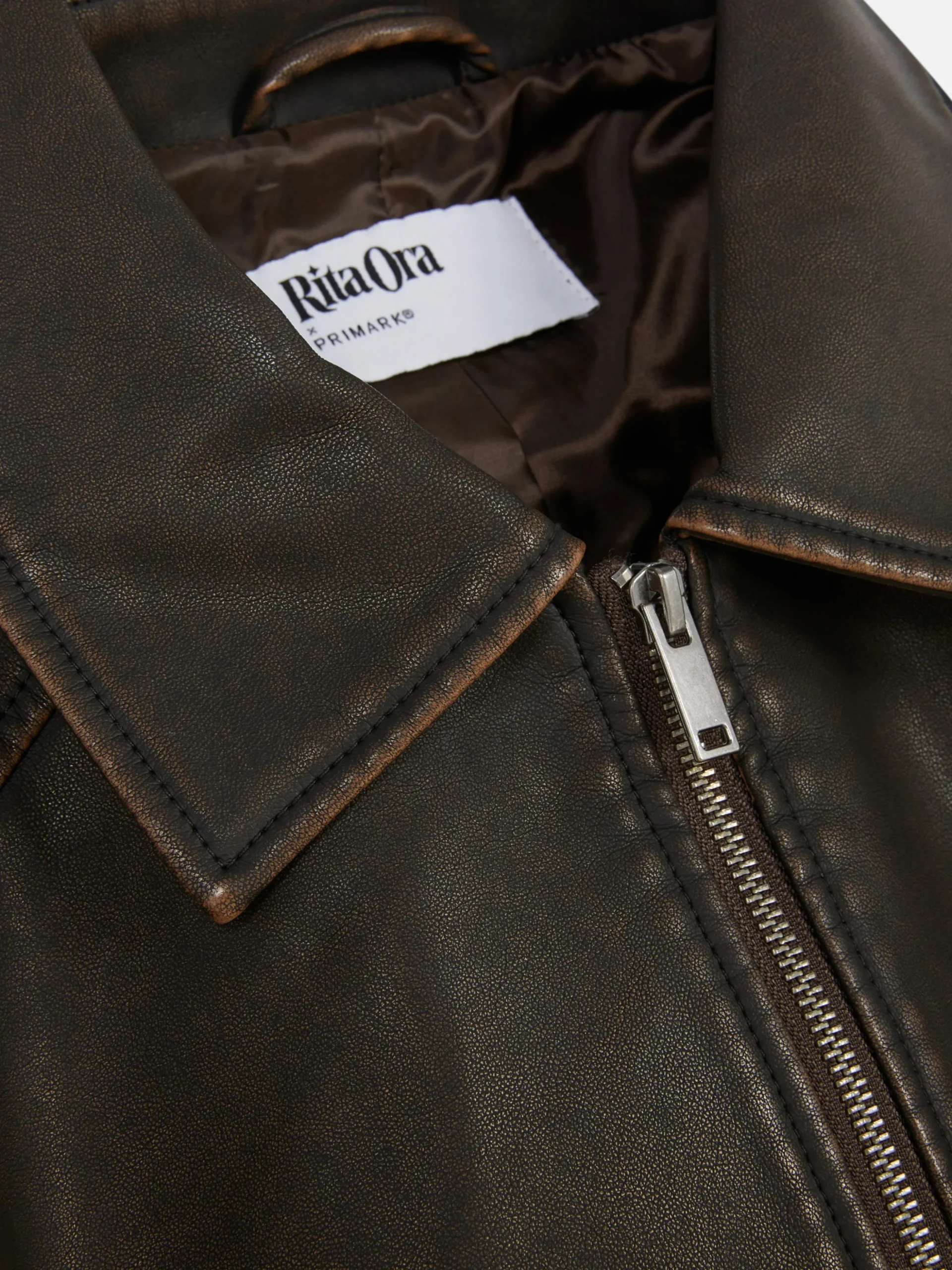 Blouson Bomber En Simili Cuir à Effet Vieilli Rita Ora