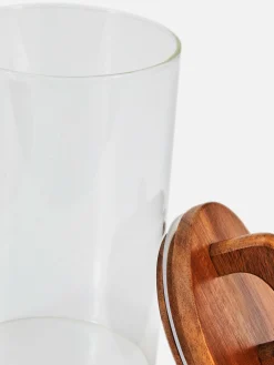 Bocal En Verre Moyen à Couvercle En Bois