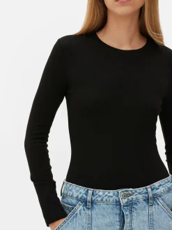 Body Côtelé à Manches Longues