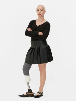 Body Façon T-shirt Boutonné à Manches Longues