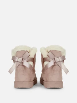 Bottines à Doublure Duveteuse Et Nœud Au Dos