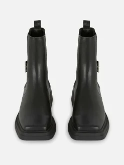 Bottines Chelsea En Simili Cuir à Bout Carré