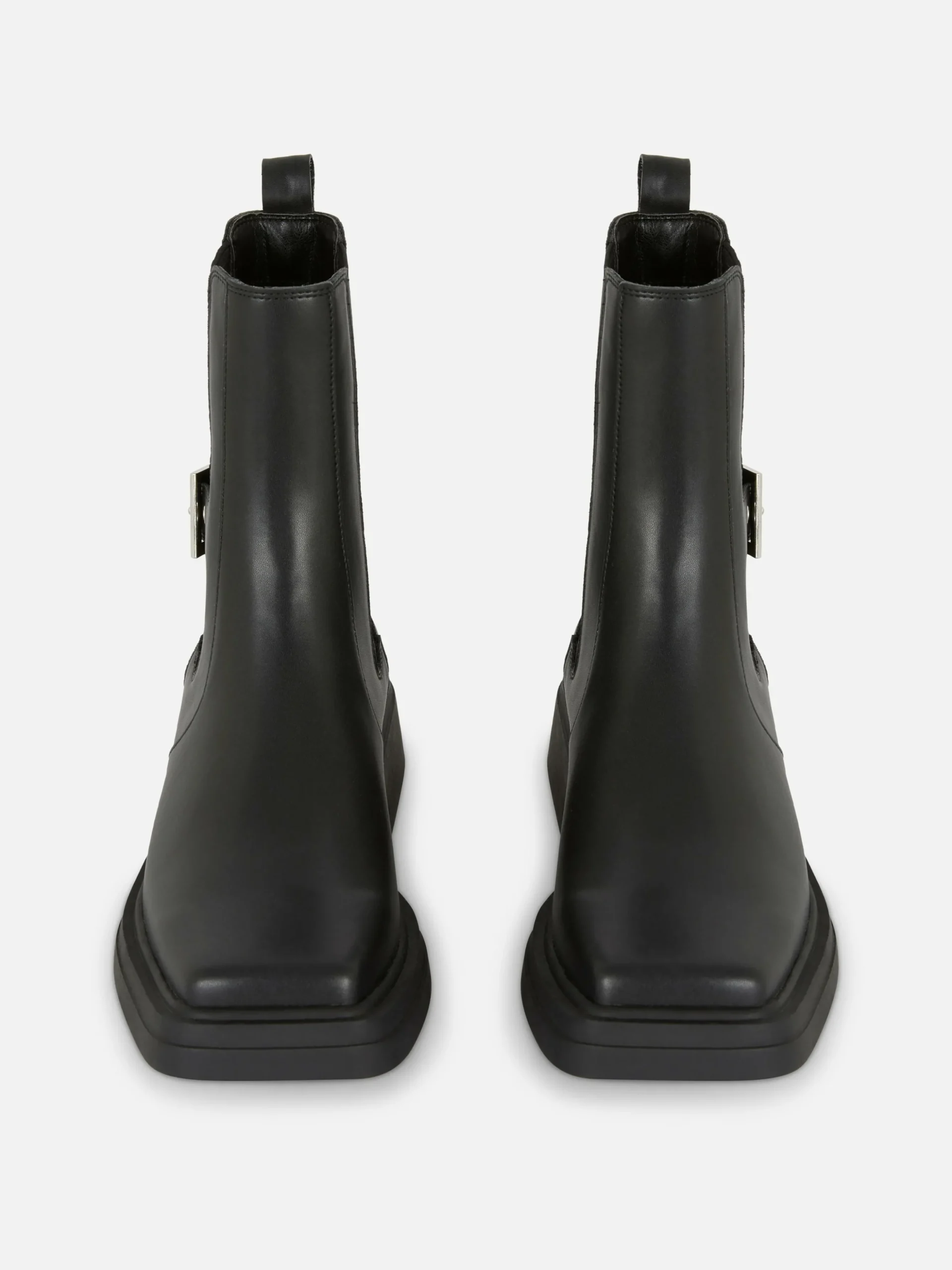 Bottines Chelsea En Simili Cuir à Bout Carré