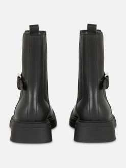 Bottines Chelsea En Simili Cuir à Bout Carré