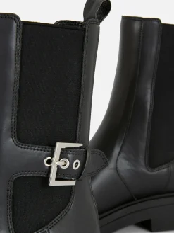 Bottines Chelsea En Simili Cuir à Bout Carré