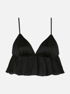 Brassière Triangle Volantée En Satin