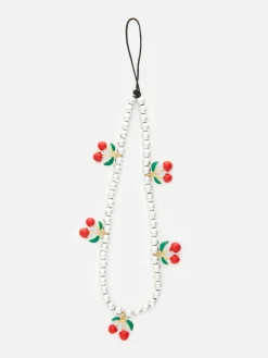 Breloque De Téléphone Cerise à Perles