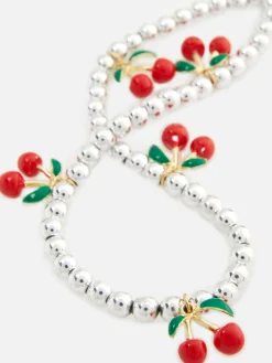 Breloque De Téléphone Cerise à Perles