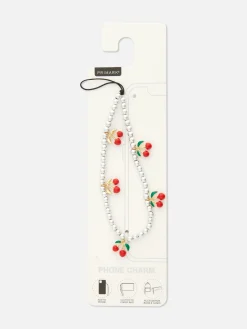 Breloque De Téléphone Cerise à Perles