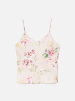 Caraco De Pyjama Court En Satin Floral