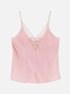 Caraco De Pyjama En Satin Avec Finitions En Dentelle