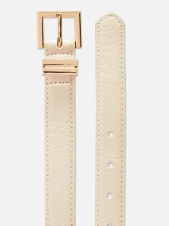 Ceinture à Boucle Carrée Imitation Croco