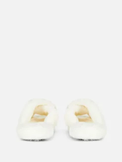 Chaussons En Fausse Fourrure à Brides Croisées