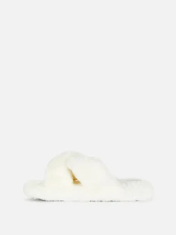 Chaussons En Fausse Fourrure à Brides Croisées