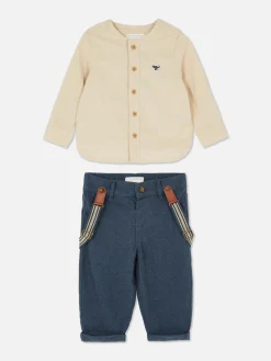 Chemise Boutonnée Et Pantalon Avec Bretelles