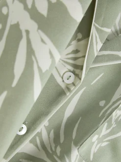 Chemise De Nuit En Satin à Motif Feuilles