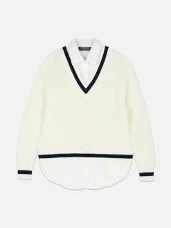 Chemise Et Pull Deux-en-un De Style Universitaire