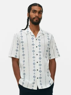 Chemise Froissée à Manches Courtes Et Motif Géométrique
