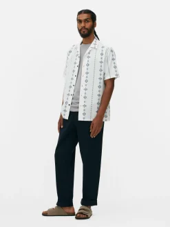 Chemise Froissée à Manches Courtes Et Motif Géométrique