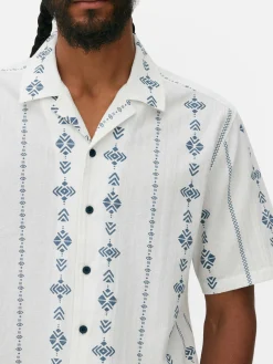 Chemise Froissée à Manches Courtes Et Motif Géométrique