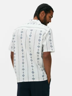 Chemise Froissée à Manches Courtes Et Motif Géométrique