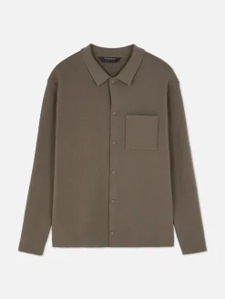 Chemise Tricotée à Boutons-pression