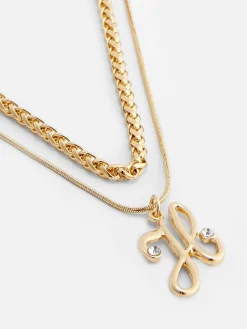 Collier à Double Chaîne Avec Pendentif En Forme D'initiale