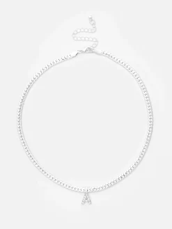 Collier Chaîne Serpent Avec Initiale En Strass