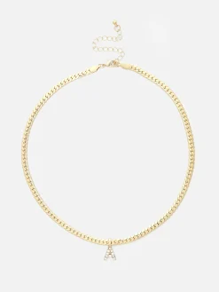 Collier Chaîne Serpent Avec Initiale En Strass