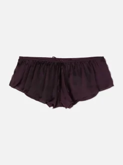Culotte Légère En Satin Avec Finitions En Dentelle