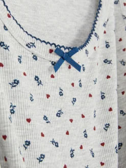 Débardeur De Pyjama Côtelé à Petites Fleurs