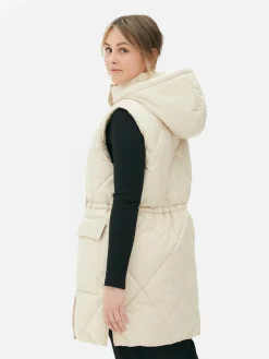 Doudoune Longue Sans Manches à Capuche